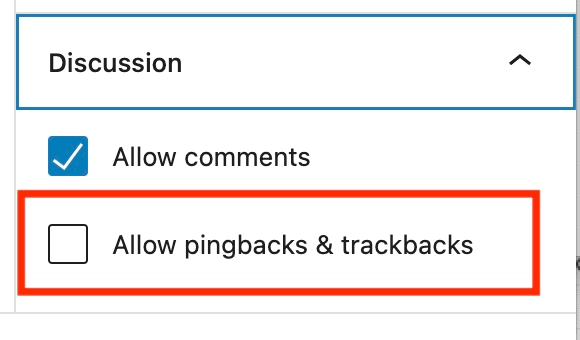 disable the trackbacks and pingbacks on individual posts