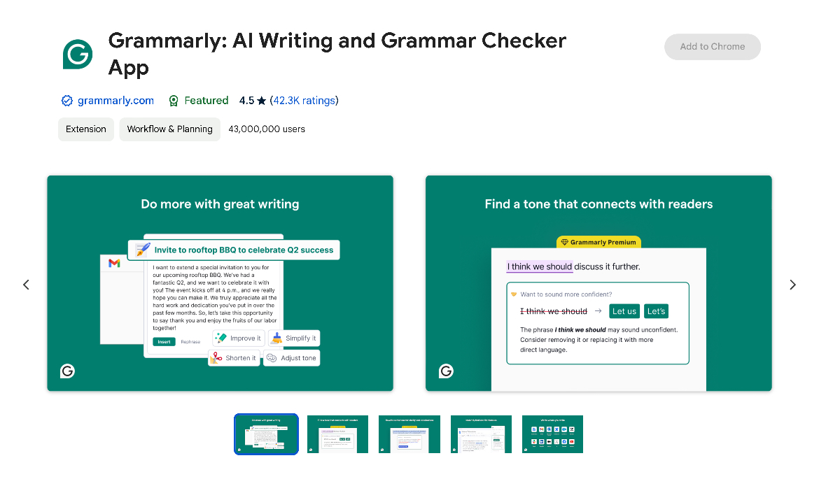 Grammarly – Writing Assistant for WordPress Content Creators