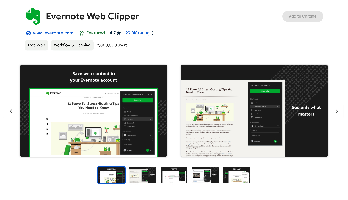 Evernote Web Clipper Chrome Extension