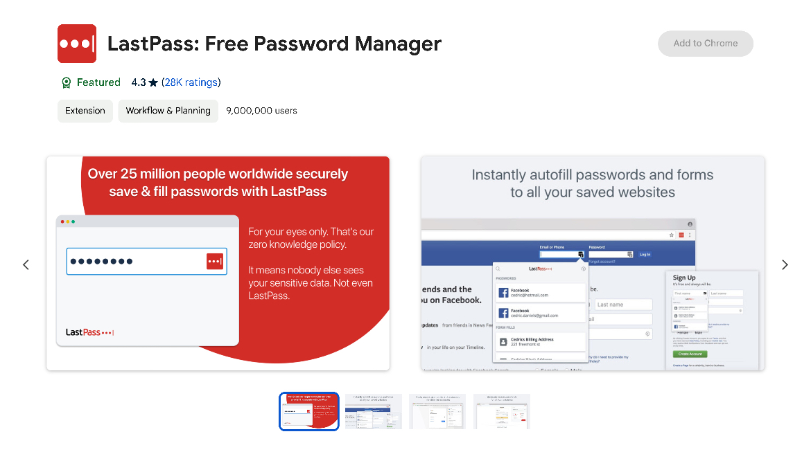 LastPass Chrome Extension