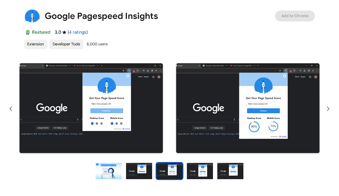 PageSpeed Insights Chrome Extension