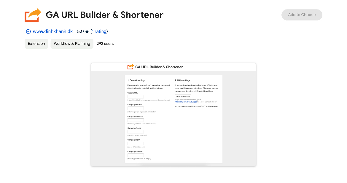 Google Analytics URL Builder Chrome Extension