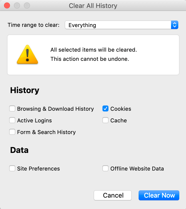 How to clear Cookies in Firefox