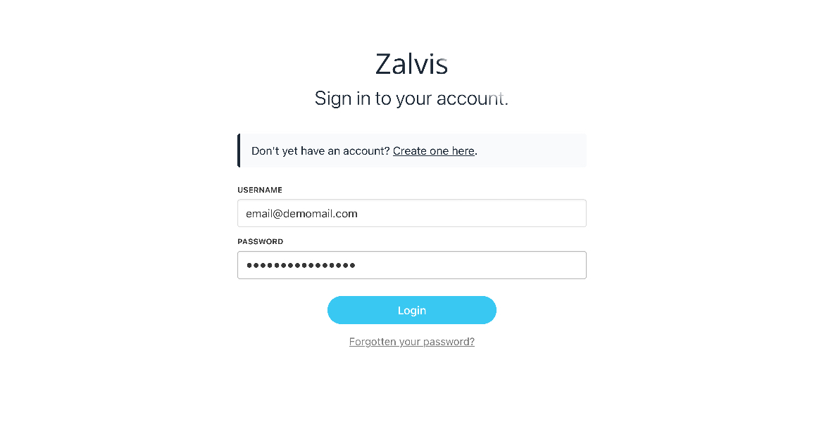 Login to Zalvis client area