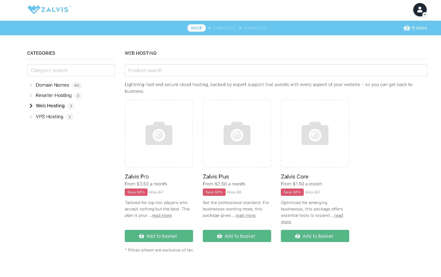 Order Zalvis Web Hosting